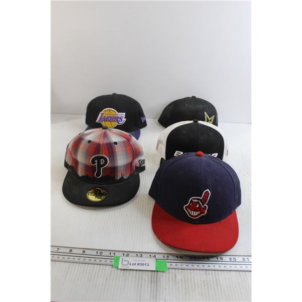 (5) Hats - Cleveland Indians/Guardians, Los Angeles Lakers