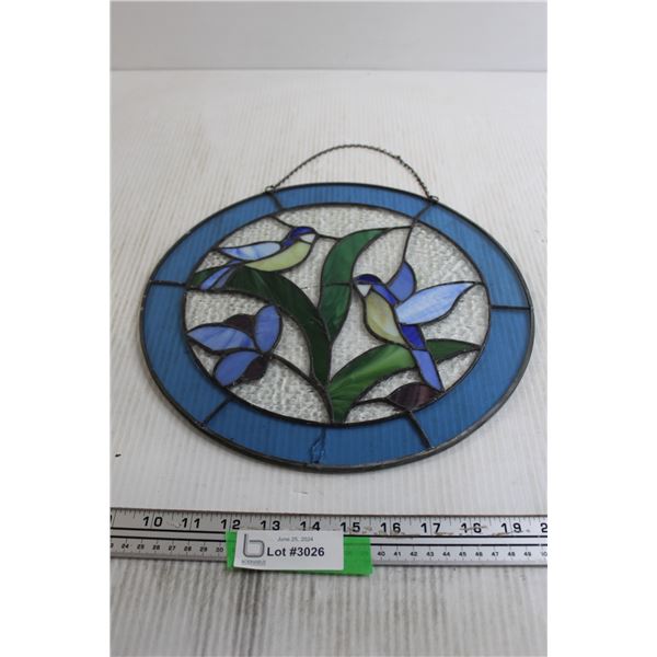 Blue Bird Stained Glass Hanging - Cracks