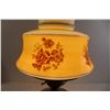 Image 2 : Vintage Hurricane Lamp with Floral Shade and Brass Tones