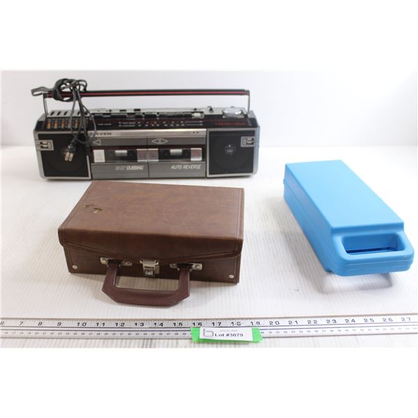 Sanyo Cassette Tape Radio - Untested, (2) Cassette Tape Holders