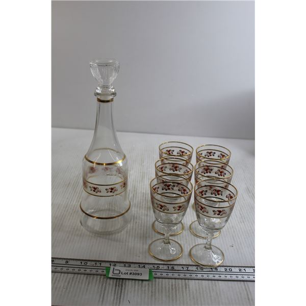 Decanter with (6) Crystal Glasses