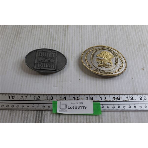 (2) Belt Buckles - Ford, North American Hunting Club