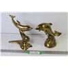 Image 1 : (2) Brass Dolphin Ornaments