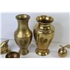 Image 2 : (2) Brass Vases - Brass Apple - Swan & Dishes