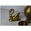 Image 4 : (2) Brass Vases - Brass Apple - Swan & Dishes