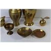 Image 5 : (2) Brass Vases - Brass Apple - Swan & Dishes