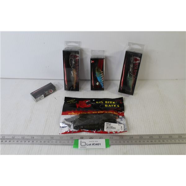 (5) Fishing Lures & Soft Baits (NIB)