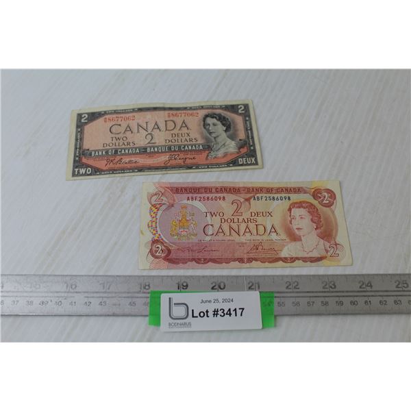 (2) Canadian Two Dollar Bills