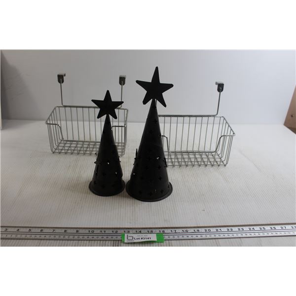 (2) Caddies, (2) Christmas Candleholders