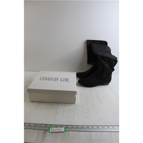Canadian Girl Tall Boots - Size 39, Black, New