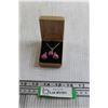 Image 1 : Pink Turquoise Earrings and Necklace Set - 925 Sterling Silver
