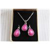 Image 2 : Pink Turquoise Earrings and Necklace Set - 925 Sterling Silver