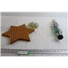 Image 1 : Glass Rolling Pin with Marbles, Wooden Chinese Checkers Board, Bag of Marbles