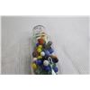 Image 4 : Glass Rolling Pin with Marbles, Wooden Chinese Checkers Board, Bag of Marbles