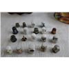 Image 4 : (39) Porcelain and Pewter Thimbles with Thimble Display Shelf