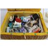 Image 2 : Wicker Sewing Basket with Supplies, Crafting Lazy Susan, Pinking Shears