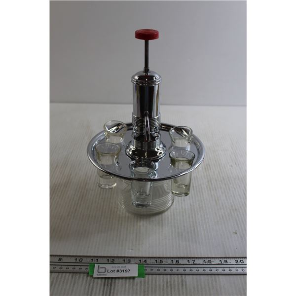 Decanter/Shooter Server with (6) Shooter Glasses