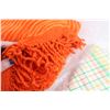 Image 3 : Orange Chenille Bedspread, Checkered Vintage Sheet