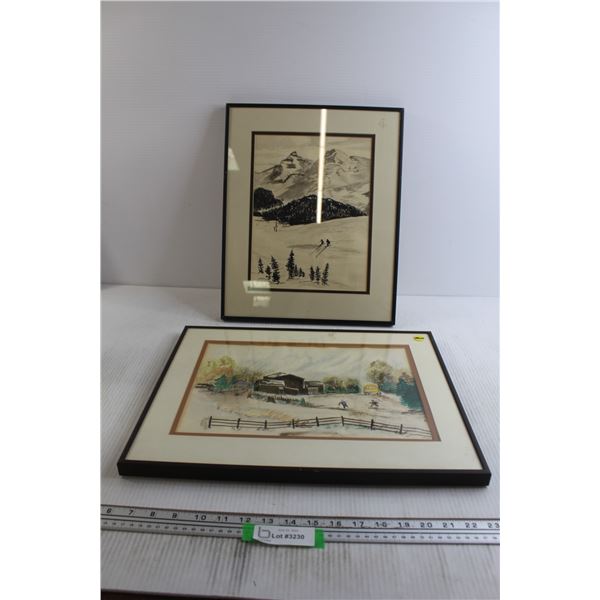 (2) Watercolour Art Pieces - 17 3/4" x 14 1/4", 13 1/4" x 16 1/4"