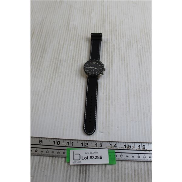 Emporio Armani Qtz Chronograph Watch - New Battery, Works, 43mm