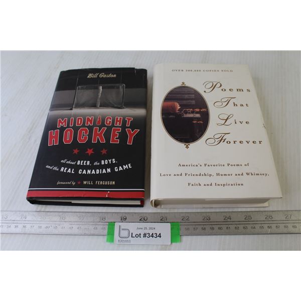 (2) Books - Bill Gaston-Midnight Hockey by Will Ferguson - Poems That Last Forever by Hazel Felleman