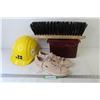 Image 1 : Tan Running Shoes (size 9 1/2") - Plastic Lock & Lock Container - Hard Hat - Brush Head