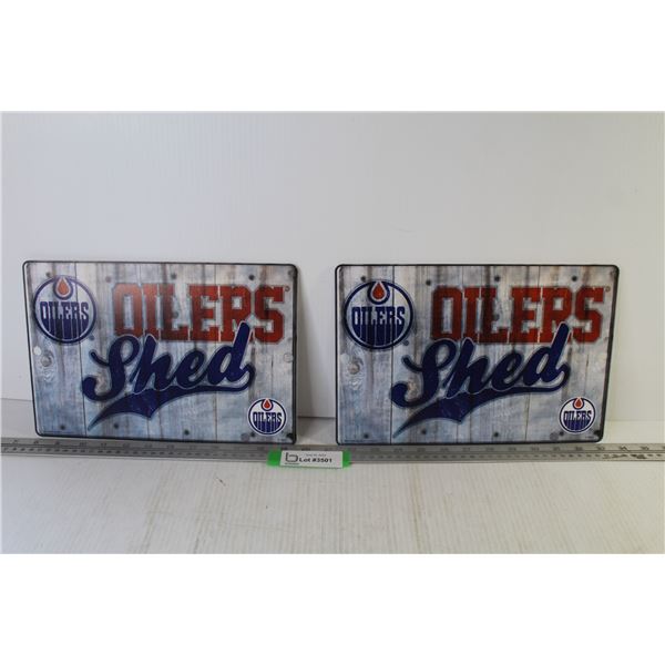 (2) Plastic Oiler Shed Signs (12" x 8")