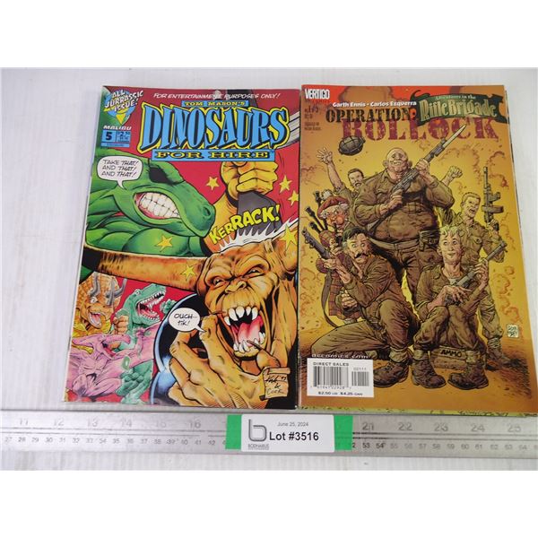 (7) Dinosaurs For Hire and (6) operation Bollock Rifle Brigade Comic Books