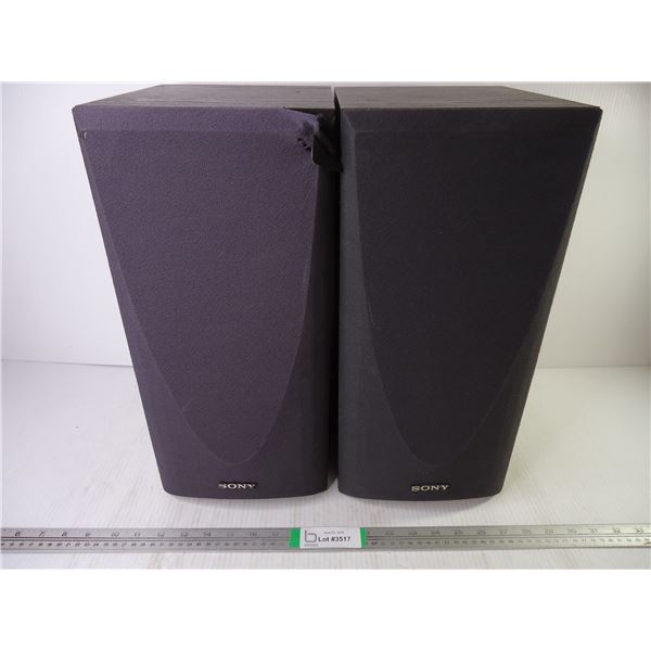 (2) Sony Bookshelf Speakers-100W-untested-8"x17"x9"