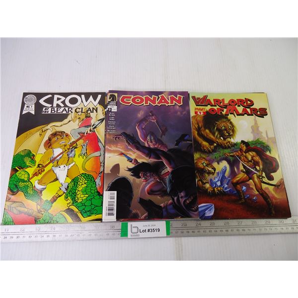 (7) Conan,(6) Warlord of Mars and (3) Crow of the Bear Clan Comic Books