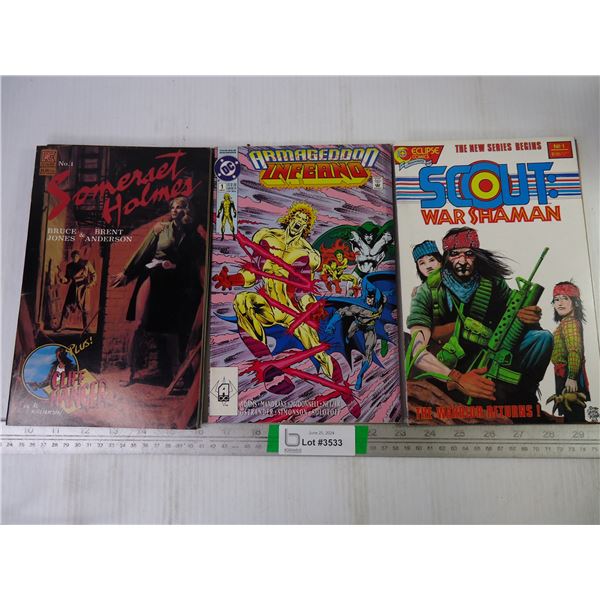 (6) Somerset Holmes,(2) Armageddon Inferno and (4) Scout: War Shaman Comic Books