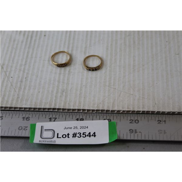 ^(2) Women's 10K Gold Rings with Birthstones in it - Size 7 & 8