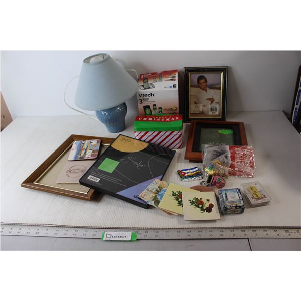 (2) 8"x10" Frames, (2) 5"x7" Frames, Bedside Lamp - Untested, Misc.