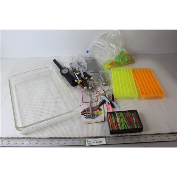 (2) Ice Cube Trays, Reusable Ice Cubes, Knives, Misc.