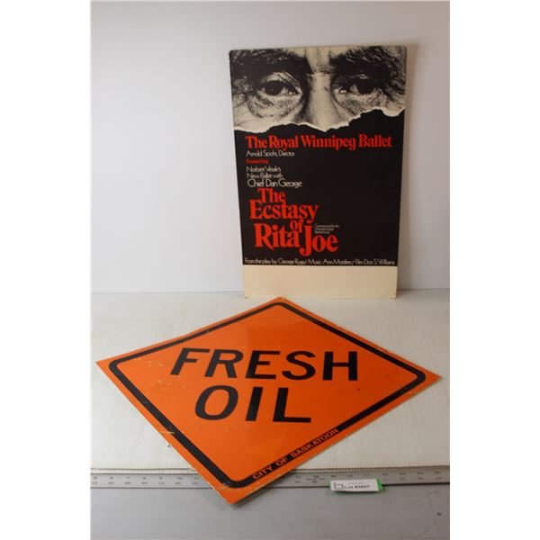 The Royal Winnipeg Ballet Sign, Fresh Oil Sign - 18 1/2" x 18 1/2"