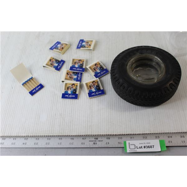 (9) Packs of Matches, Tire Ashtray
