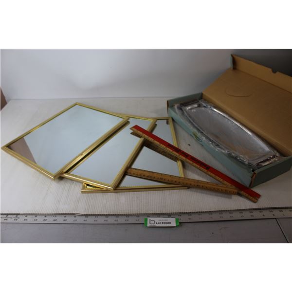 (3) Mirrors - 14" x 11", (2) Rulers, Distinctive Chrome Holloware