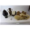 Image 1 : Eskimo Leather Winter Gloves, Candle with Dish, (2) Vases