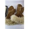 Image 2 : Eskimo Leather Winter Gloves, Candle with Dish, (2) Vases
