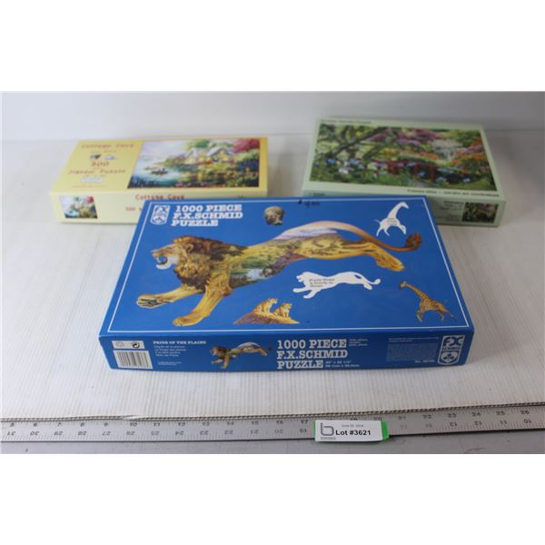 (3) Puzzles - Pride of the Plains, Sunken Garden, Cottage Cove