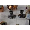Image 3 : Dead Bolt with 2 Keys, (4) Small Copper Pots, (3) Candles, (2) Lint Brushes, (2) Silver Candlestick 