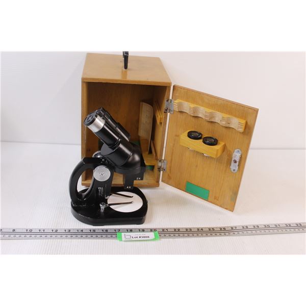 Erma Microscope w/Wood Case - As Is