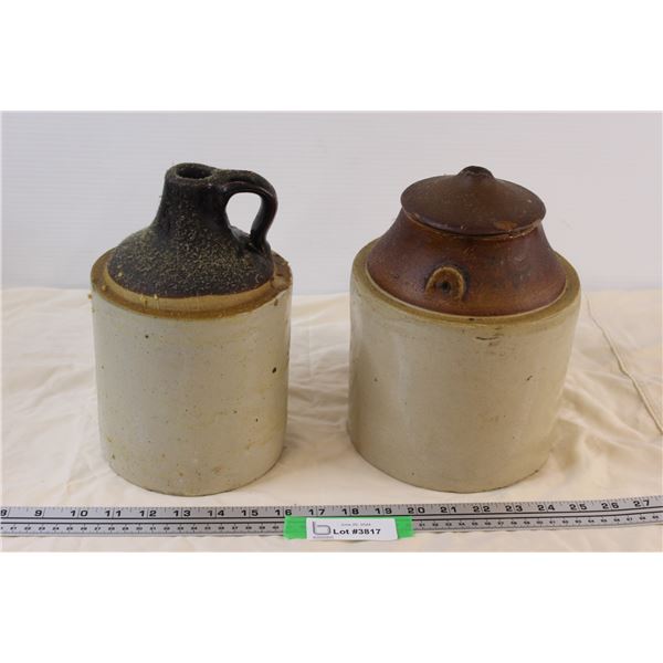 Moonshine Crock Jug - 10", Crockery Jar - 10" - Needs Clean