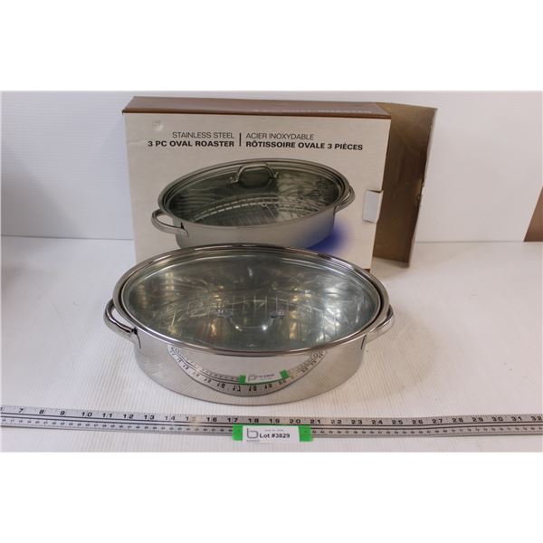 Stainless Steel 3pc Oval Roaster (14.5")