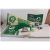 Image 1 : Lot of: Saskatchewan Roughriders Memorabilia (Hat, Flags, Mugs, Clapper, Misc.)