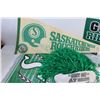 Image 3 : Lot of: Saskatchewan Roughriders Memorabilia (Hat, Flags, Mugs, Clapper, Misc.)