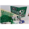 Image 5 : Lot of: Saskatchewan Roughriders Memorabilia (Hat, Flags, Mugs, Clapper, Misc.)