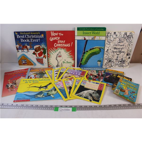 (19) Kids Books: How the Grinch Stole Christmas, Dennis the Menace, Goosebumps, Dinosaurs, Misc.
