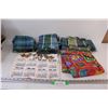 Image 1 : Lot of: (2) Dish Cloths, Fabric Placemats & Matching Tablecloths, 1982 Fabric Calendar, Plastic (Fab
