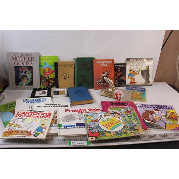 Lot of: Calvin & Hobbes Book, Where's Waldo, Huckleberry Fin, Misc.